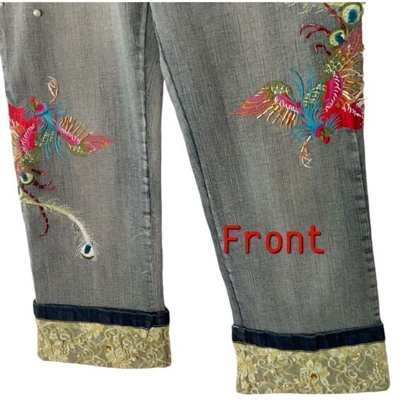 Style New York Embellished Cropped Phoenix Jeans  15.5” X 22.5” - Picture 1 of 6
